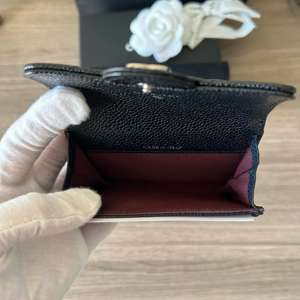 🔥 CHANEL Classic Flap Card Holder Black Caviar Leather Silver Metal‼️SOLD OUT‼️ - Picture 4 of 16
